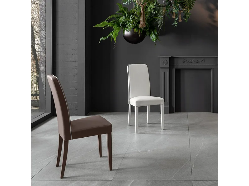 Set di 4 sedie imbottite da soggiorno marroni "Gardenia" moderne in similpelle cm 46x59 99h