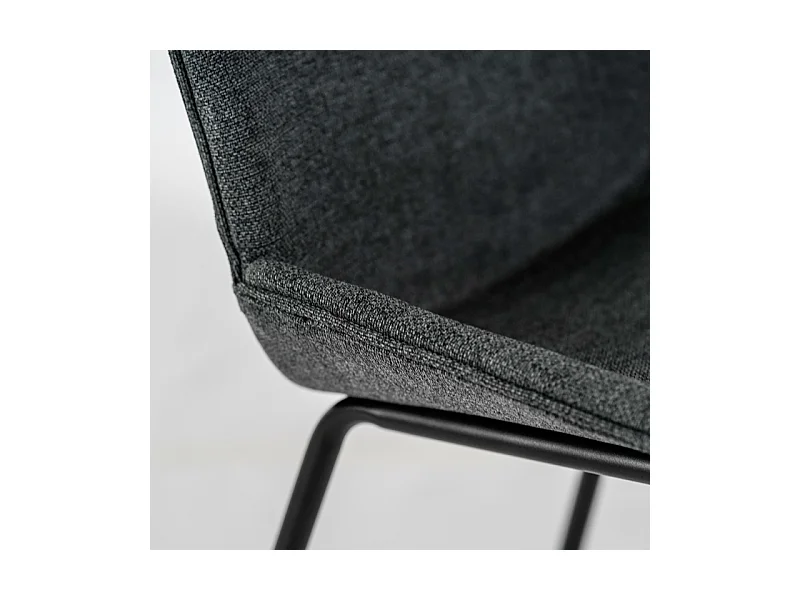 Set di 4 sedie da pranzo in tessuto grigio scuro "Sami" con gambe in metallo verniciato eleganti moderne