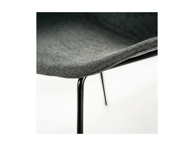 Set di 4 sedie da pranzo in tessuto grigio scuro "Sami" con gambe in metallo verniciato eleganti moderne