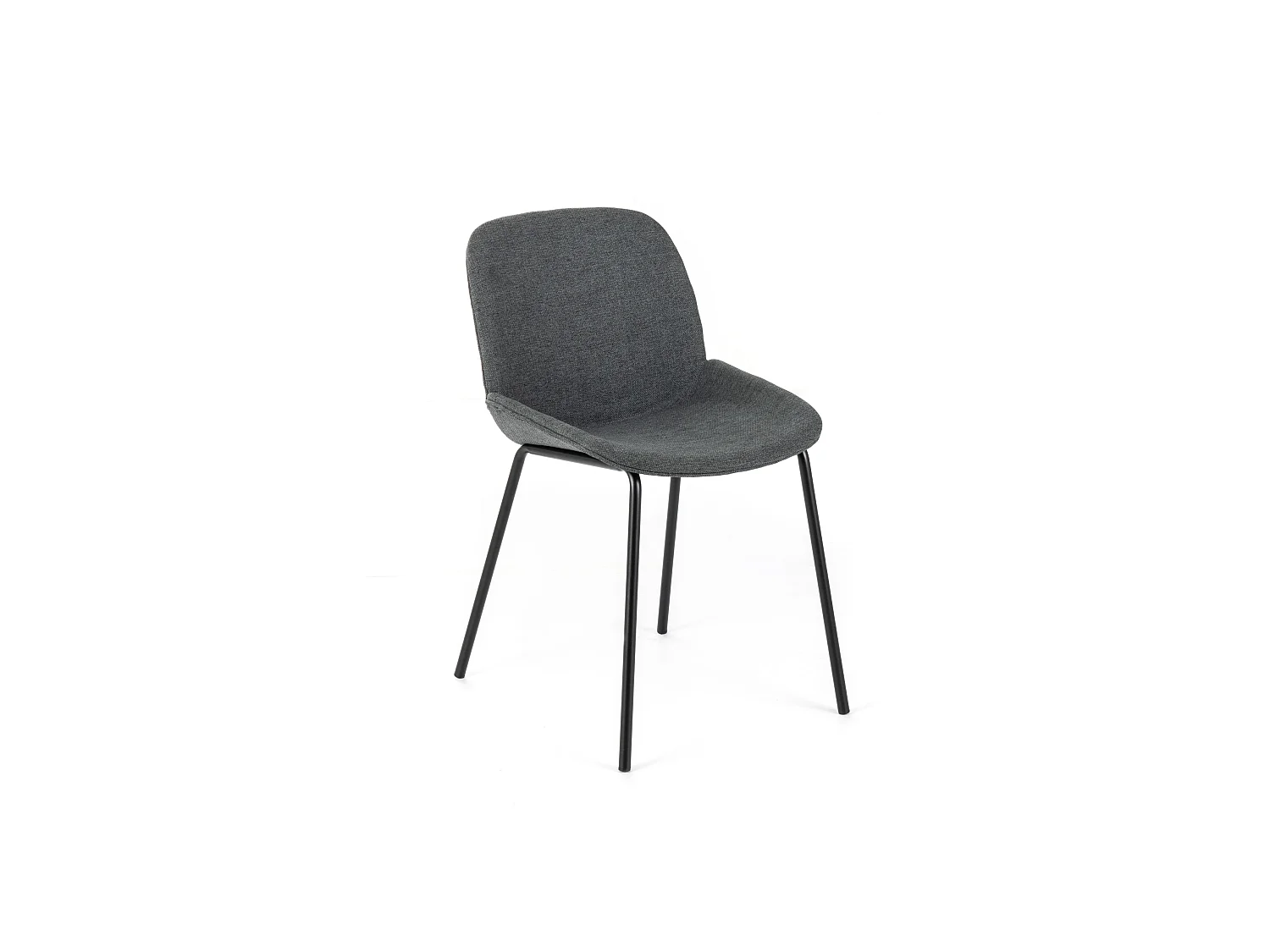 Ensemble de 4 chaises de salle à manger en tissu gris foncé « Sami » avec pieds élégants et modernes en métal peint