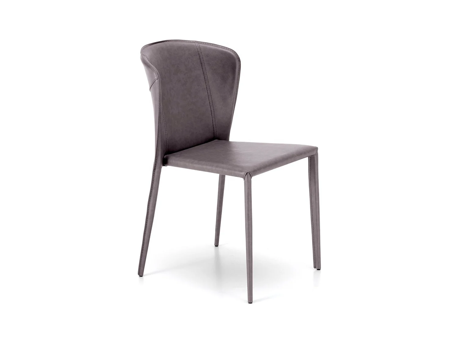 Set di 4 sedie moderne in similcuoio grigio scuro "Glicine" da soggiorno eleganti cm 56x49 82h