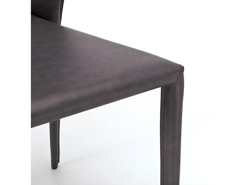 Set di 4 sedie moderne in similcuoio grigio scuro "Glicine" da soggiorno eleganti cm 56x49 82h