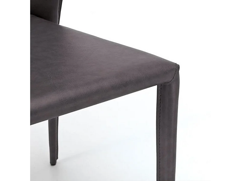 Set di 4 sedie moderne in similcuoio grigio scuro "Glicine" da soggiorno eleganti cm 56x49 82h