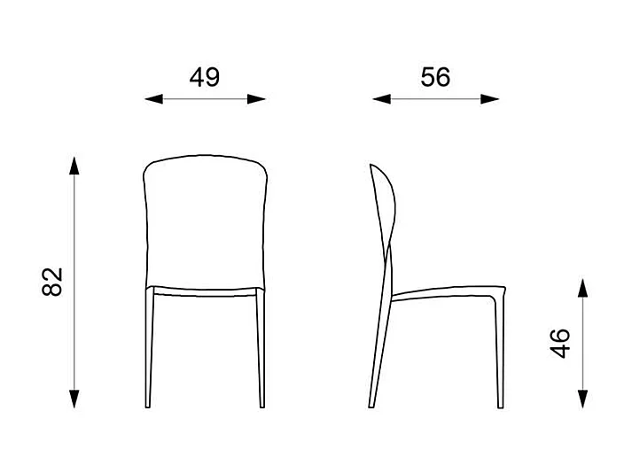 Set di 4 sedie moderne in similcuoio grigio scuro "Glicine" da soggiorno eleganti cm 56x49 82h