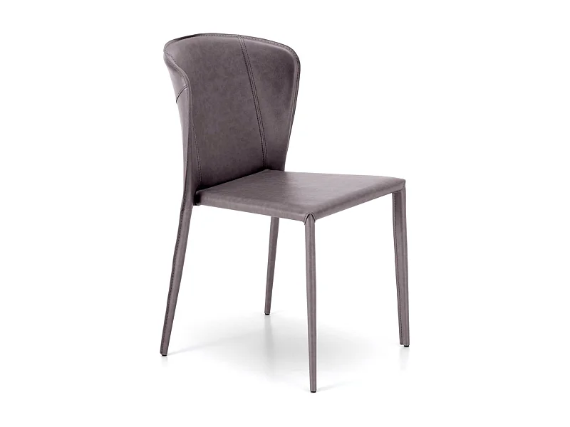 4er-Set moderne Stühle aus dunkelgrauem Kunstleder "Glicine" für elegantes Wohnzimmer 56x49 cm 82h