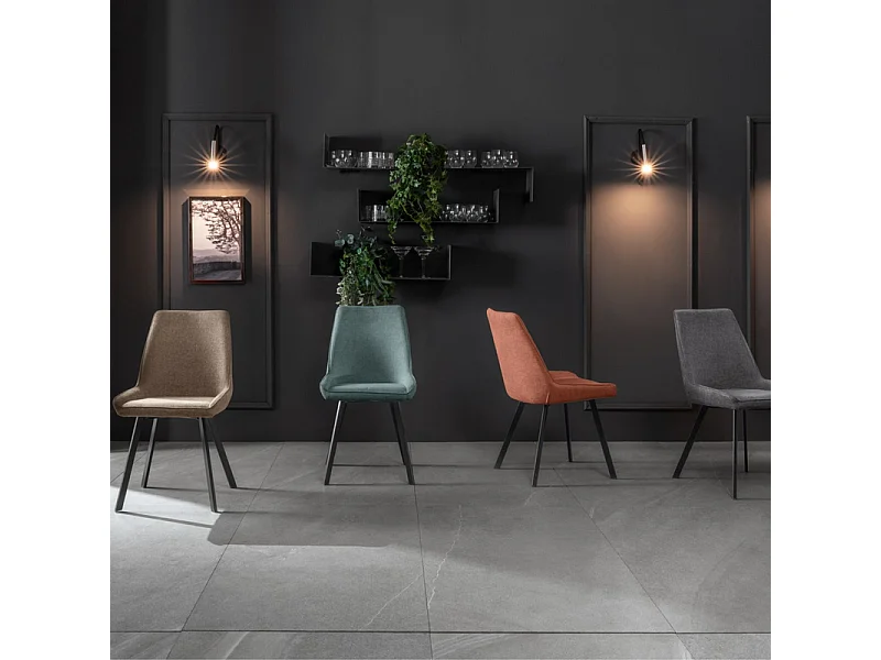 Set di 4 sedie moderne in tessuto beige da soggiorno "Woody" con gambe in metallo cm 46x57 80h