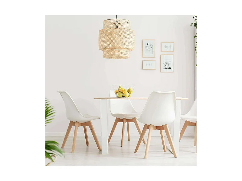 Lot de 2 chaises rembourrées en similicuir blanc fauteuils "Stilezze" avec pieds en bois cm 52x48,5 82h