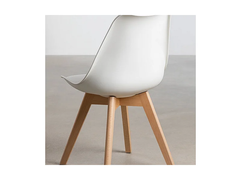 Lot de 2 chaises rembourrées en similicuir blanc fauteuils "Stilezze" avec pieds en bois cm 52x48,5 82h