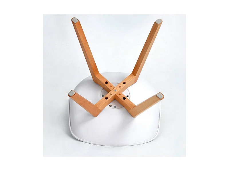 Lot de 2 chaises rembourrées en similicuir blanc fauteuils "Stilezze" avec pieds en bois cm 52x48,5 82h