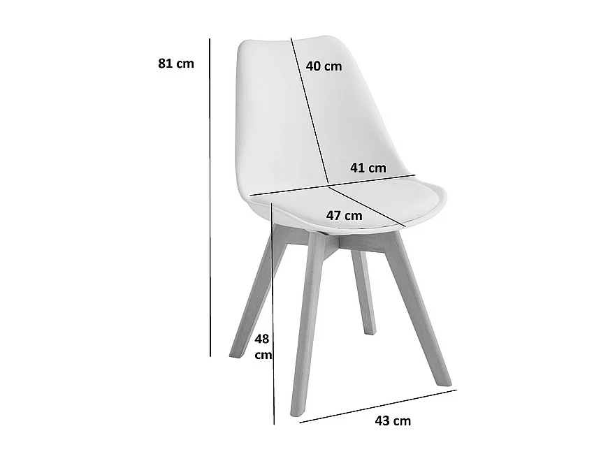 Lot de 2 chaises rembourrées en similicuir blanc fauteuils "Stilezze" avec pieds en bois cm 52x48,5 82h