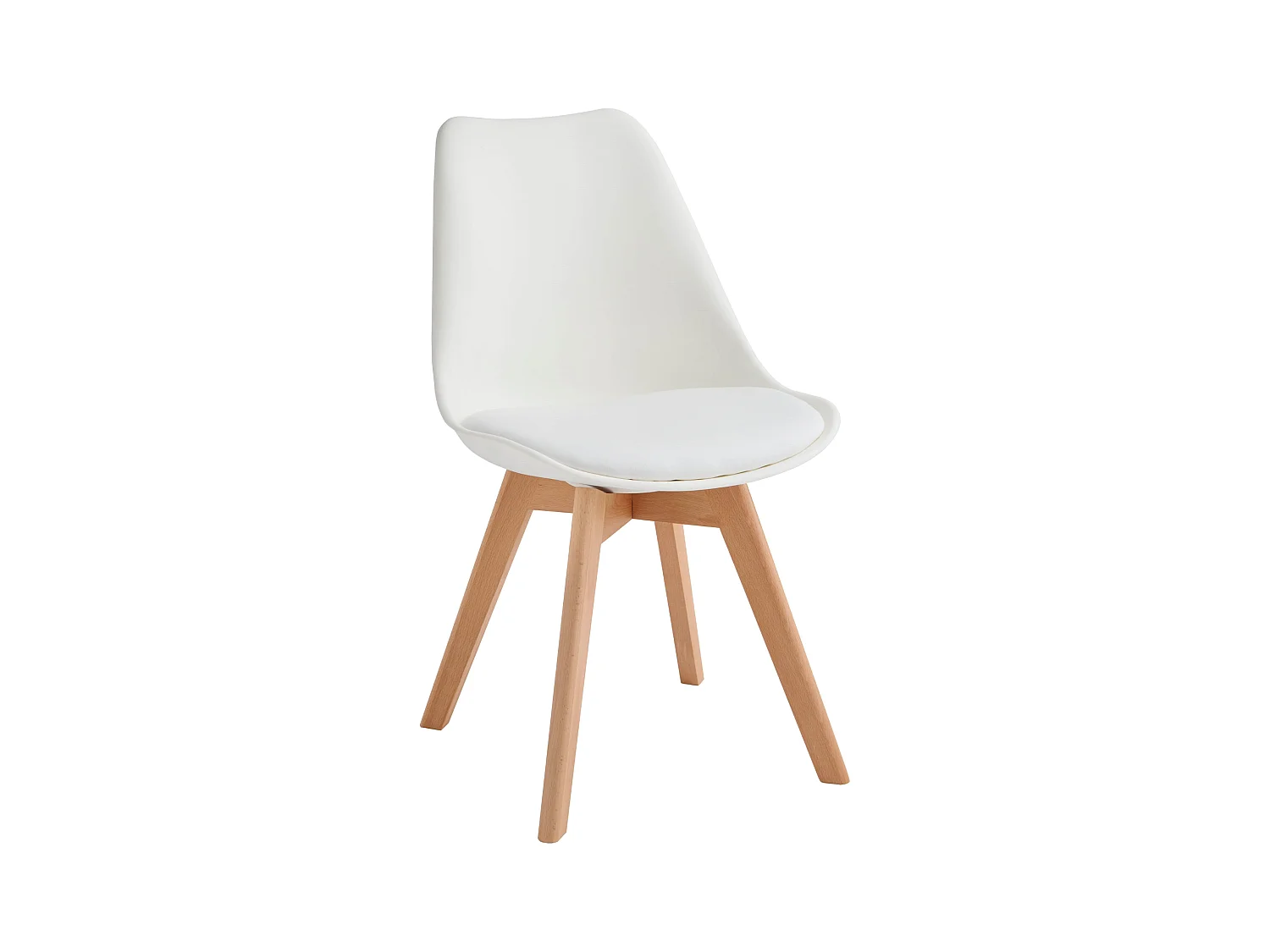 Set van 2 witte kunstleren stoelen "Stilezze" fauteuils met houten poten cm 52x48,5 82h