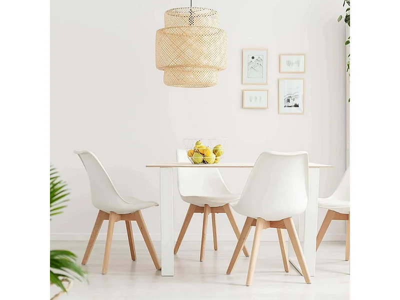 Set di 2 sedie imbottite in similpelle bianche "Stilezze" poltrone con gambe in legno cm 52x48,5 82h