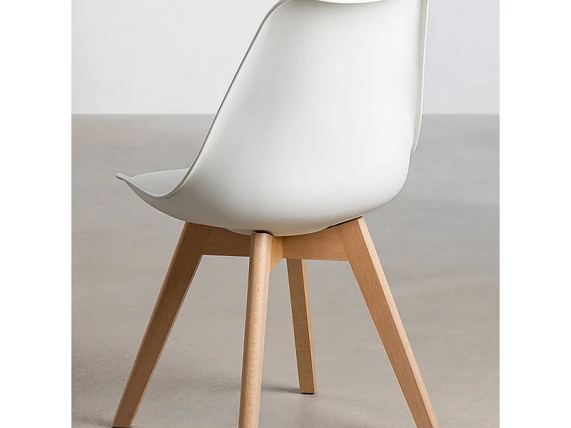 Set di 2 sedie imbottite in similpelle bianche "Stilezze" poltrone con gambe in legno cm 52x48,5 82h