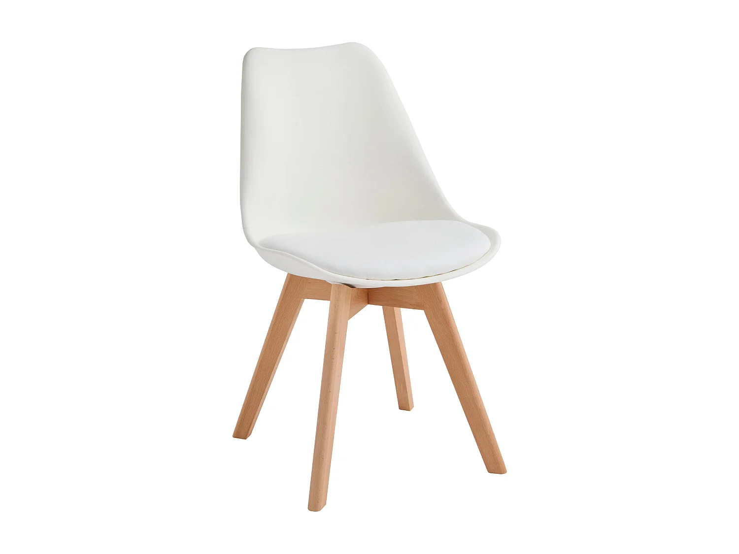 Set mit 2 weißen Kunstleder-Polsterstühlen "Stilezze" mit Holzbeinen cm 52x48,5 82h