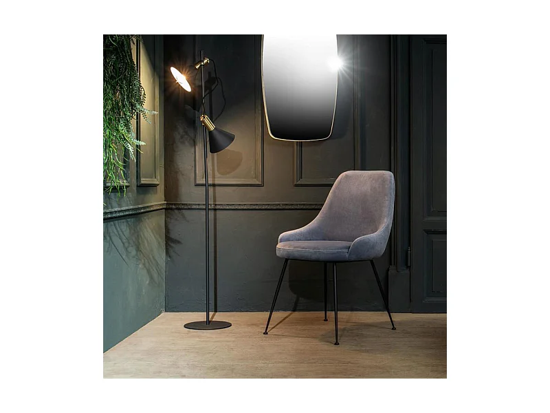 Sedia moderna imbottita "Alyssa" effetto velluto grigio acqua cm 49,5x48,5 80h