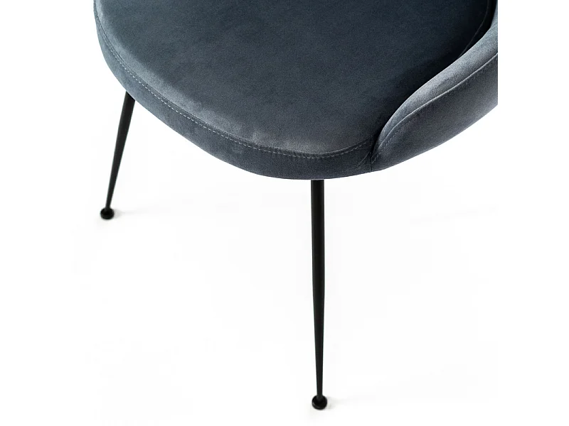 Sedia moderna imbottita "Alyssa" effetto velluto grigio acqua cm 49,5x48,5 80h