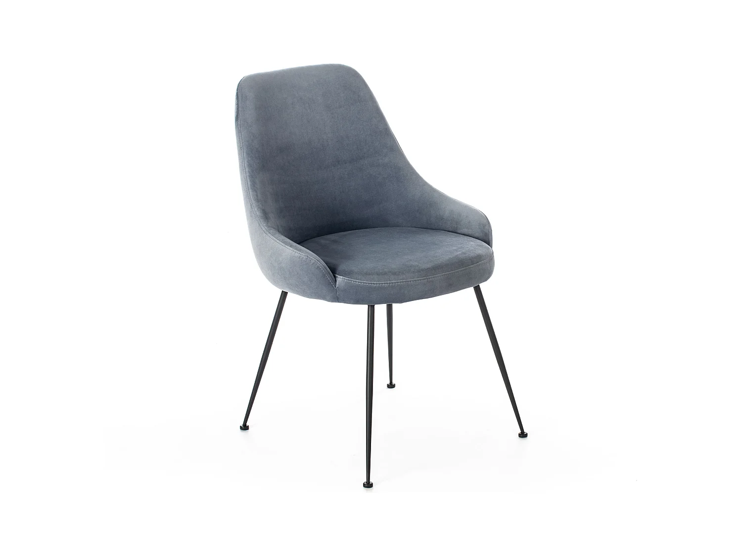Chaise rembourrée moderne "Alyssa" effet velours gris aqua cm 49,5x48,5 80h
