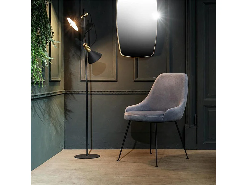 Sedia moderna imbottita "Alyssa" effetto velluto grigio acqua cm 49,5x48,5 80h