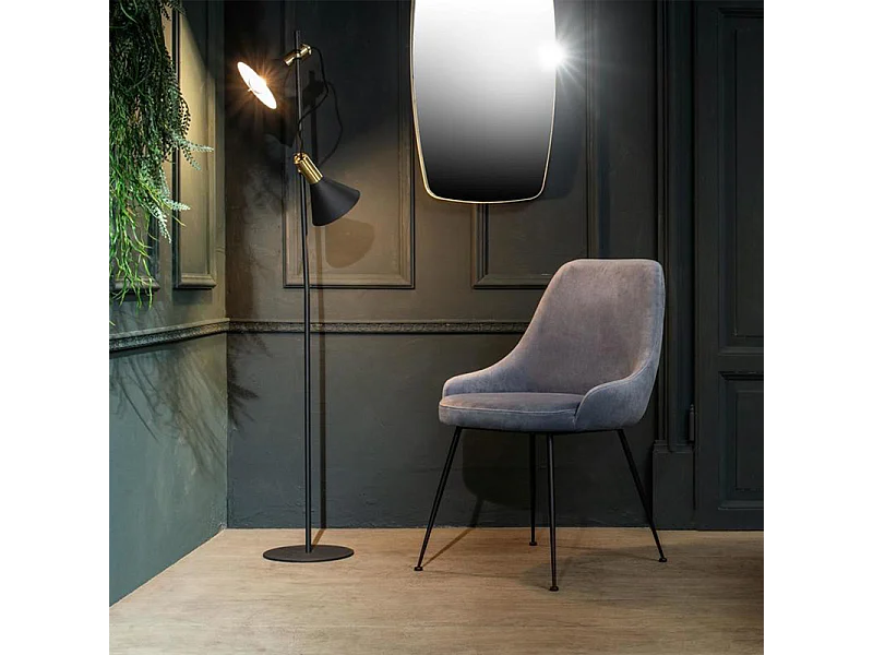 Sedia moderna imbottita "Alyssa" effetto velluto grigio acqua cm 49,5x48,5 80h