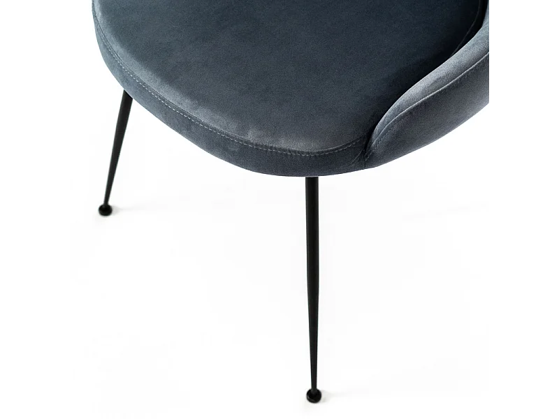 Sedia moderna imbottita "Alyssa" effetto velluto grigio acqua cm 49,5x48,5 80h