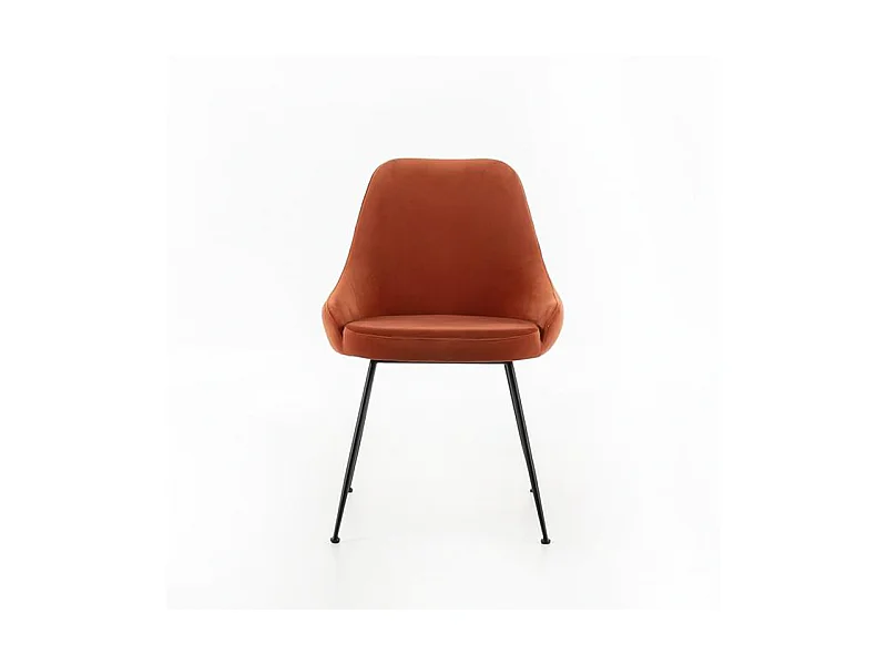 Sedia moderna imbottita "Alyssa" effetto velluto arancione cm 49,5x48,5 80h