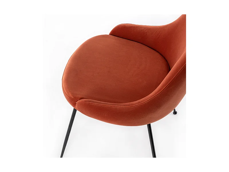 Sedia moderna imbottita "Alyssa" effetto velluto arancione cm 49,5x48,5 80h