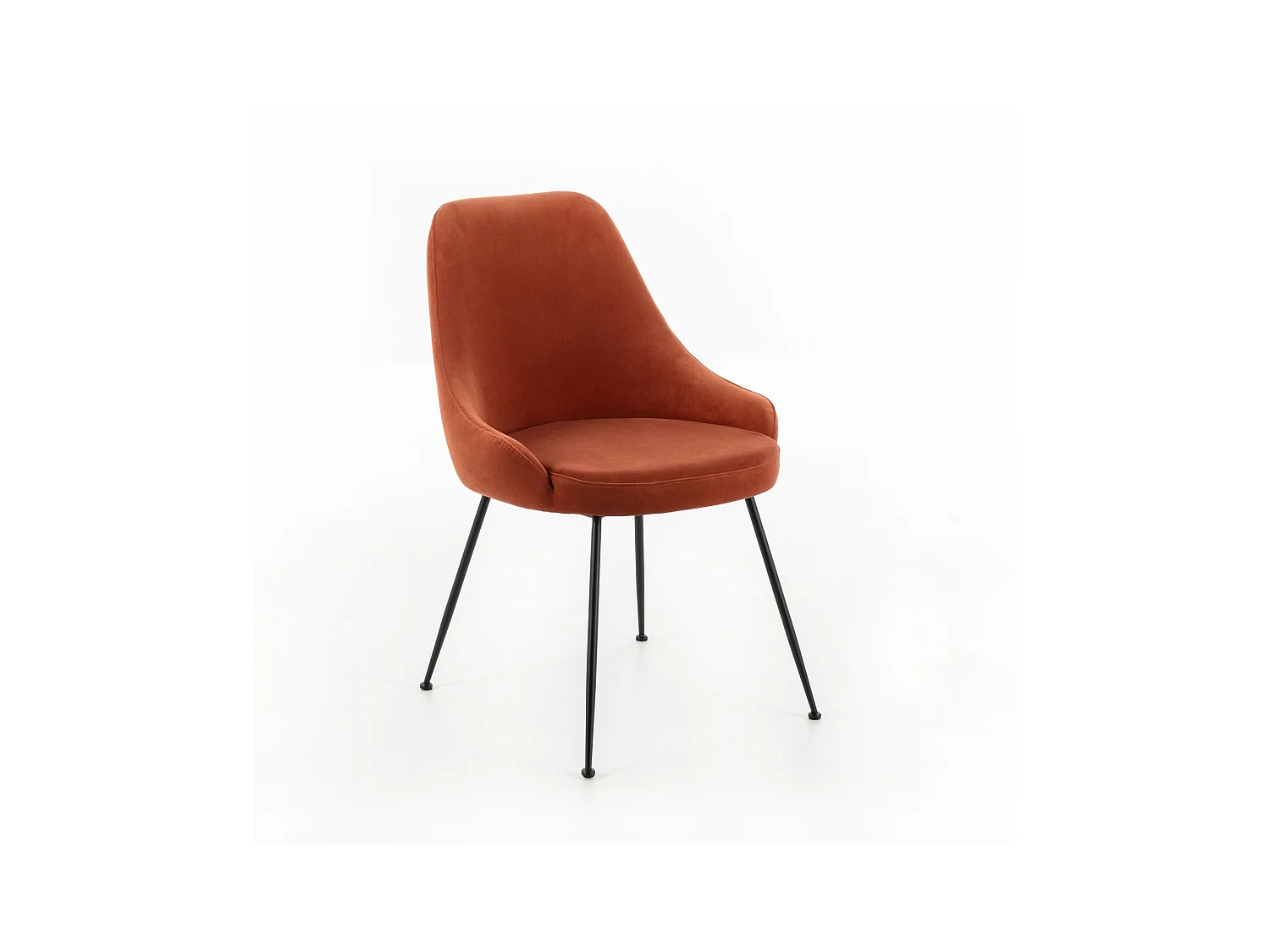 Chaise rembourrée moderne "Alyssa" effet velours orange cm 49,5x48,5 80h