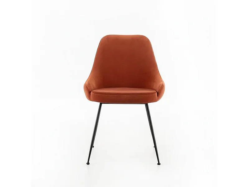 Sedia moderna imbottita "Alyssa" effetto velluto arancione cm 49,5x48,5 80h