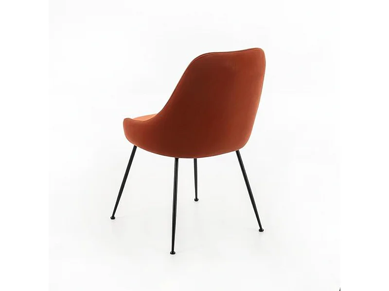 Sedia moderna imbottita "Alyssa" effetto velluto arancione cm 49,5x48,5 80h