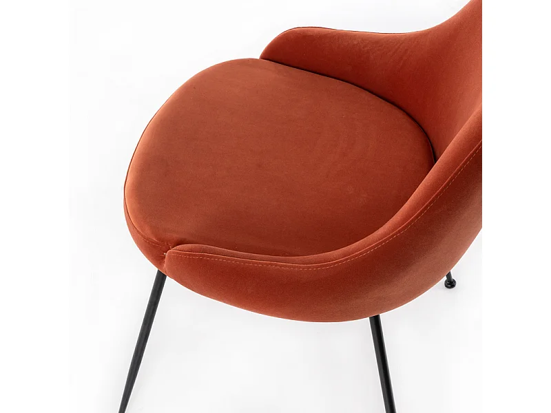 Sedia moderna imbottita "Alyssa" effetto velluto arancione cm 49,5x48,5 80h