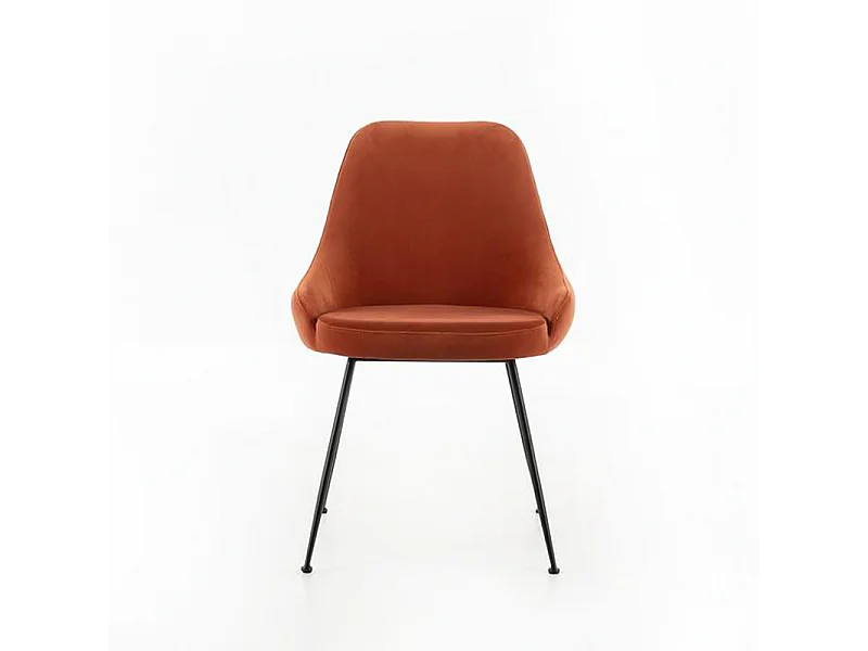 Sedia moderna imbottita "Alyssa" effetto velluto arancione cm 49,5x48,5 80h