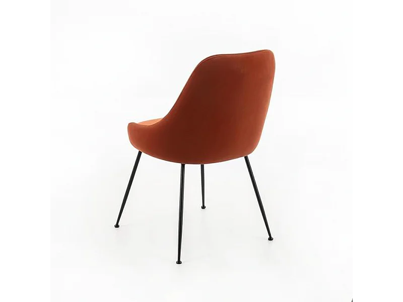 Sedia moderna imbottita "Alyssa" effetto velluto arancione cm 49,5x48,5 80h