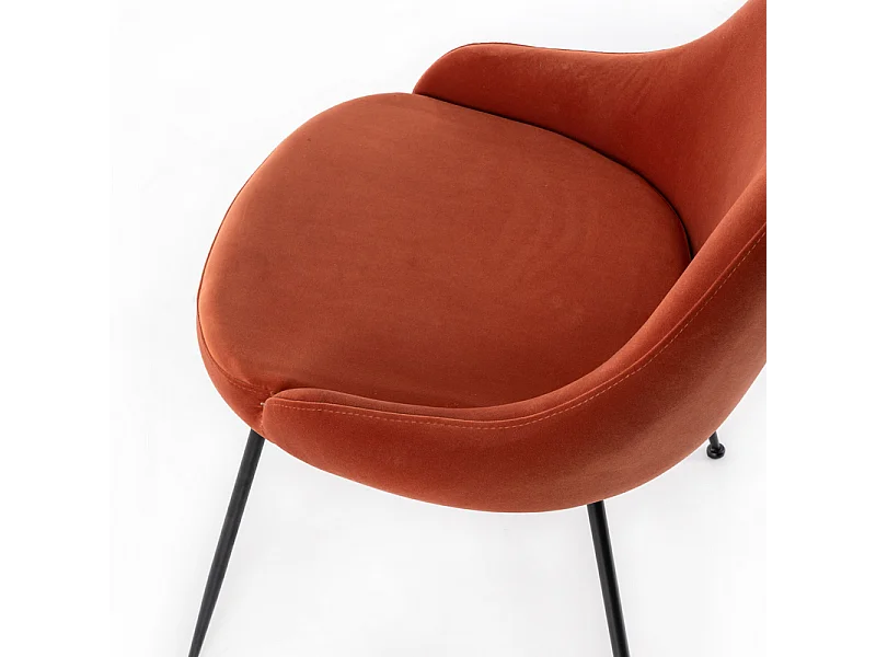 Sedia moderna imbottita "Alyssa" effetto velluto arancione cm 49,5x48,5 80h