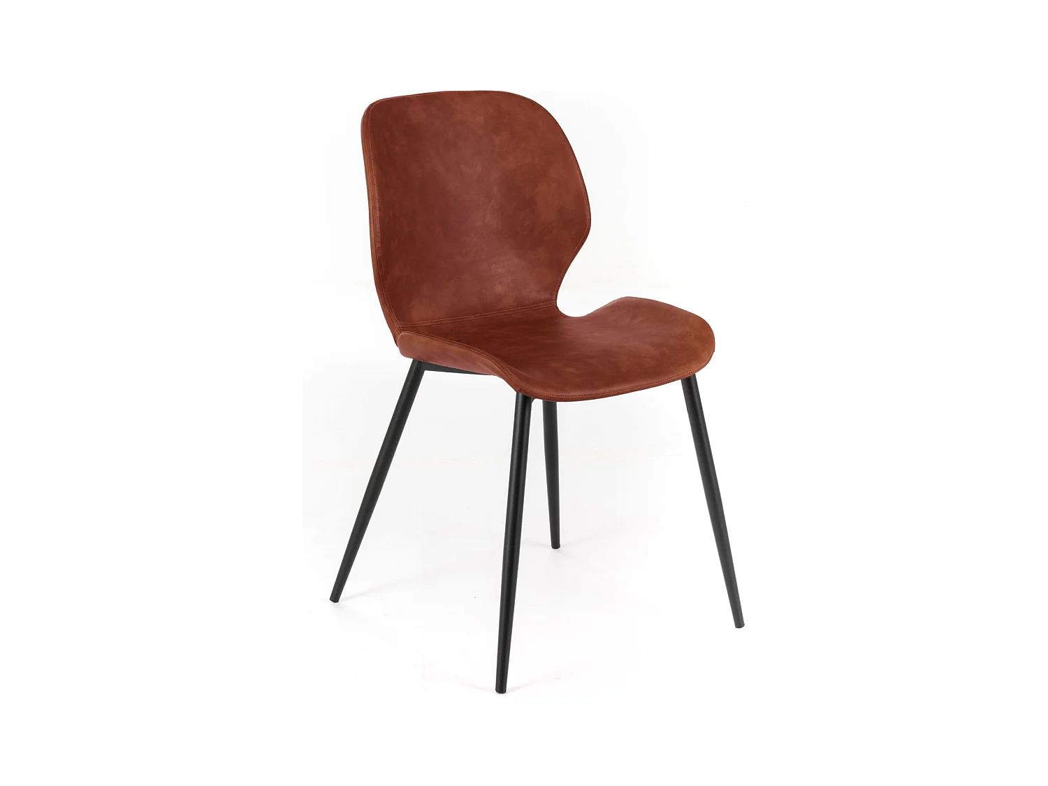 Lot de 4 chaises élégantes en simili cuir vintage doux au toucher bordeaux "Liam", 45x55 cm, 83h