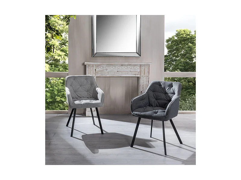 Set di 4 sedie imbottite grigio chiaro "Dalia" da soggiorno in tessuto gambe in metallo verniciato cm 55x60 79h