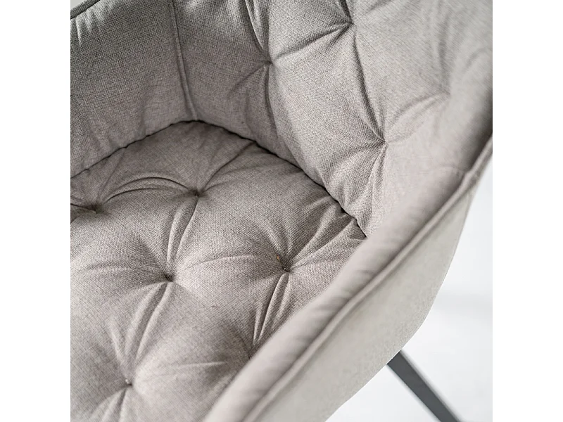 Set di 4 sedie imbottite grigio chiaro "Dalia" da soggiorno in tessuto gambe in metallo verniciato cm 55x60 79h