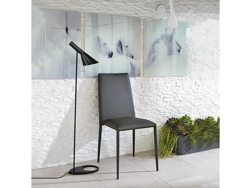 Set di 4 sedie imbottite "Lavanda" moderne in similpelle grigio da soggiorno impilabili cm 42x40 96h