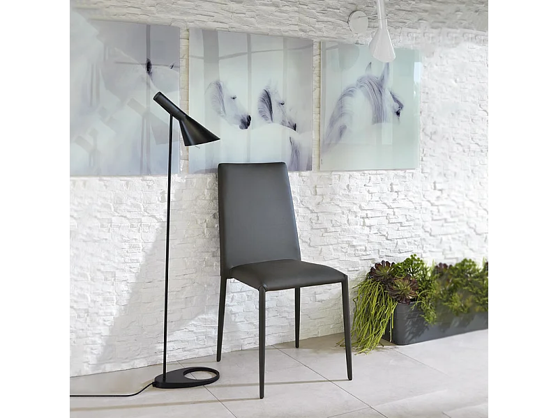 Set di 4 sedie imbottite "Lavanda" moderne in similpelle grigio da soggiorno impilabili cm 42x40 96h