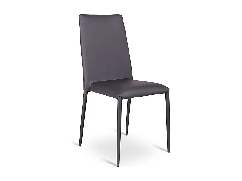 Lot de 4 chaises empilables modernes "Lavanda" rembourrées en simili cuir gris pour salon, 42x40 cm, 96h