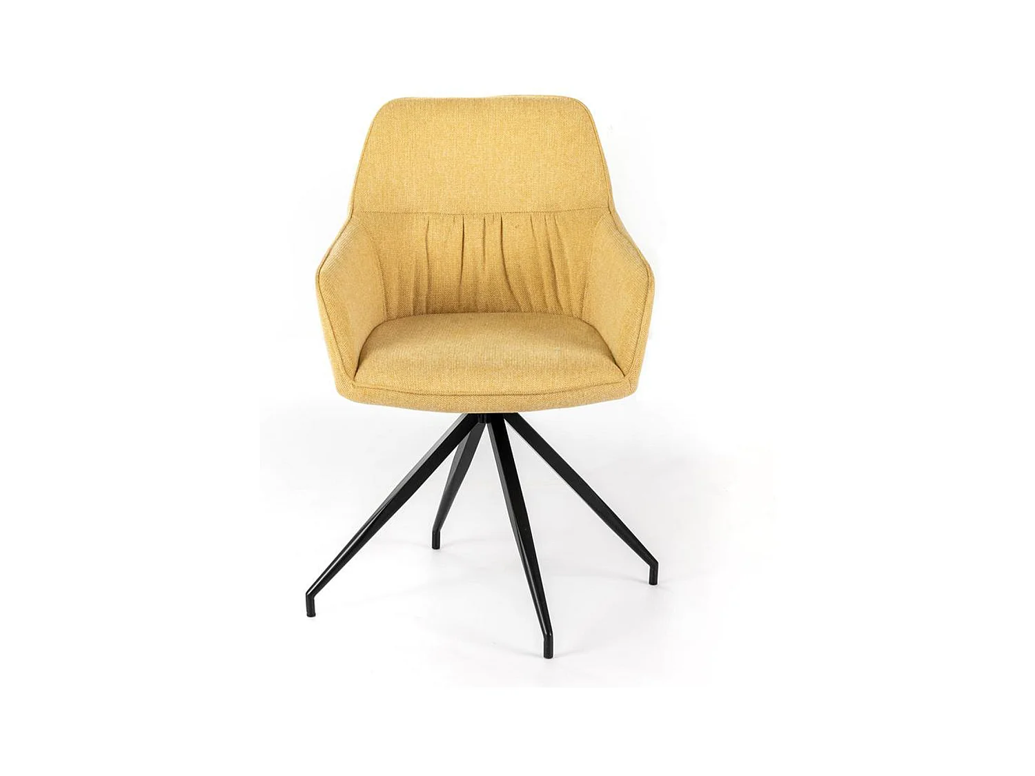 Lot de 4 chaises rembourrées "Anémone", fauteuils de salon modernes en tissu jaune clair