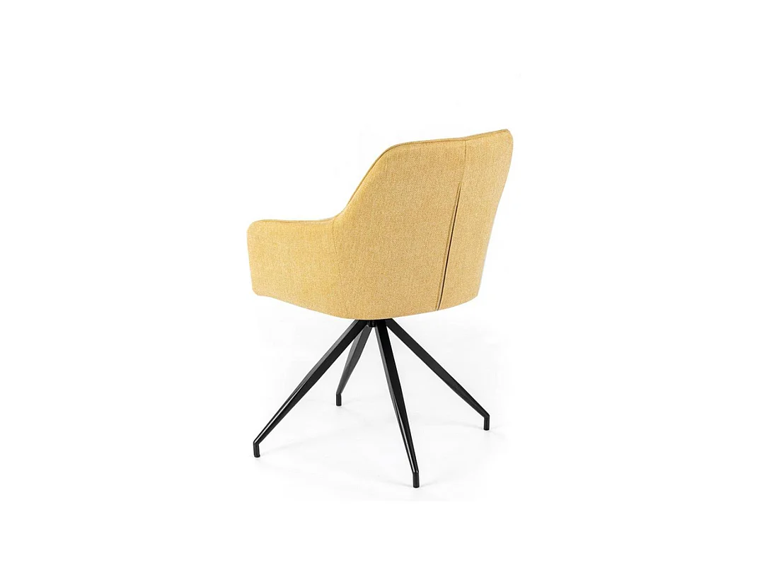 Lot de 4 chaises rembourrées "Anémone", fauteuils de salon modernes en tissu jaune clair