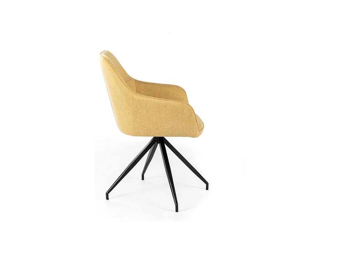 Lot de 4 chaises rembourrées "Anémone", fauteuils de salon modernes en tissu jaune clair