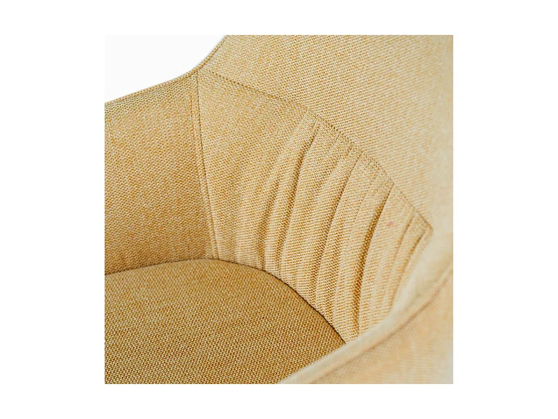 Lot de 4 chaises rembourrées "Anémone", fauteuils de salon modernes en tissu jaune clair