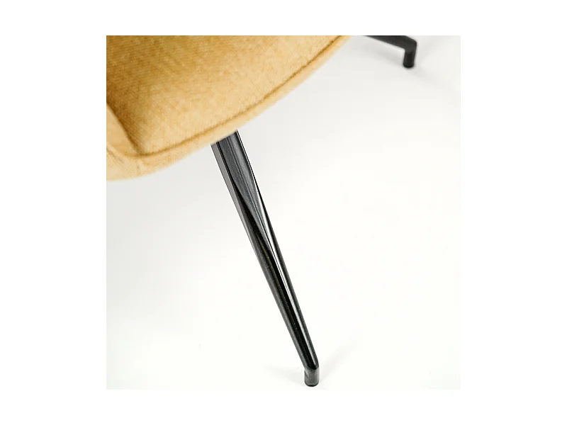 Lot de 4 chaises rembourrées "Anémone", fauteuils de salon modernes en tissu jaune clair