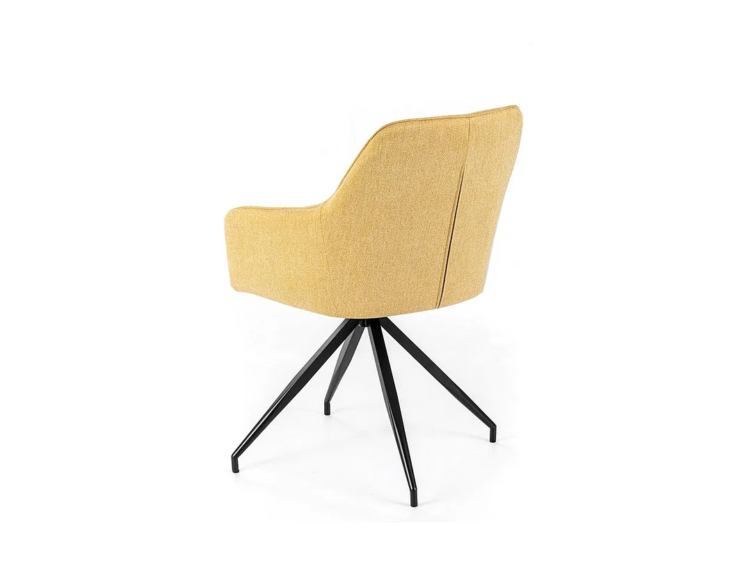 Set di 4 sedie imbottite "Anemone" poltrone moderne da soggiorno in tessuto giallo chiaro