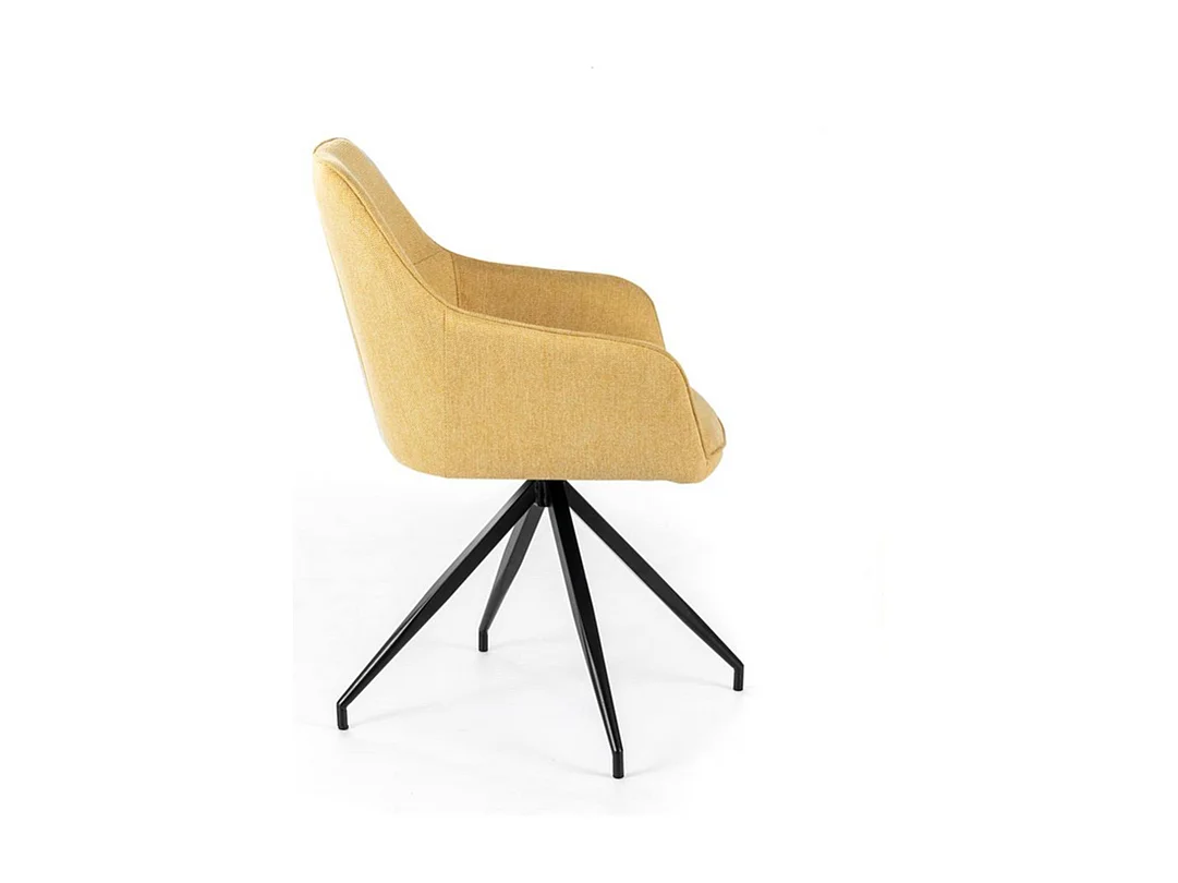 Set di 4 sedie imbottite "Anemone" poltrone moderne da soggiorno in tessuto giallo chiaro