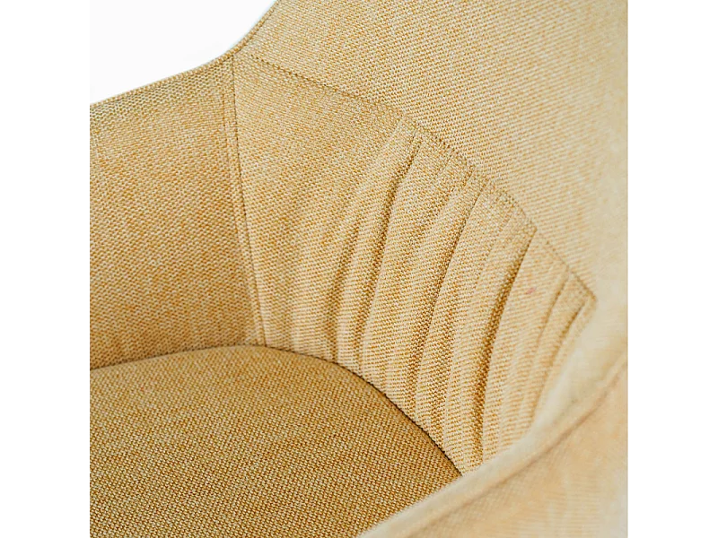 Komplet 4 krzeseł tapicerowanych "Anemone", nowoczesne fotele do salonu w jasnożółtej tkaninie