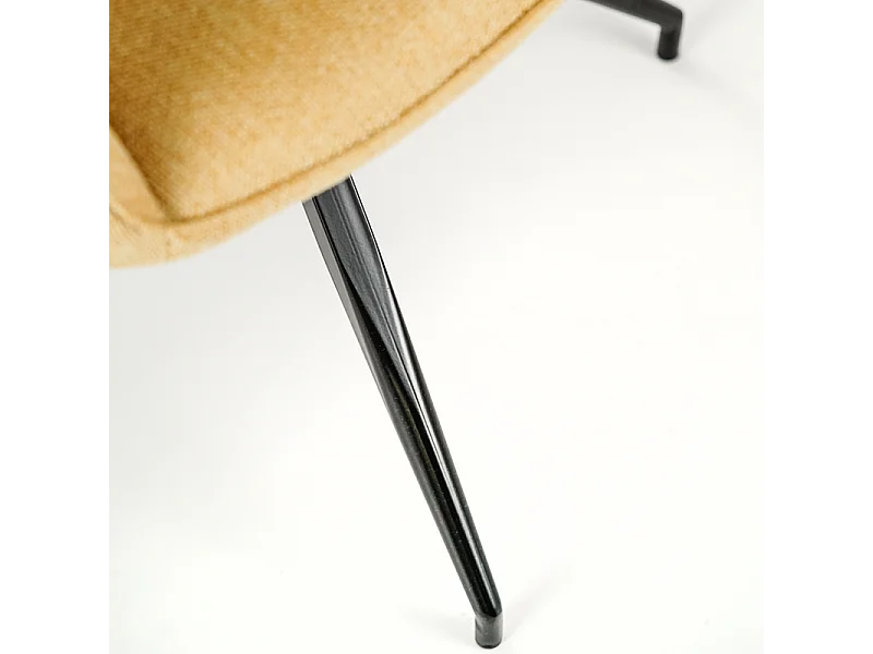 Komplet 4 krzeseł tapicerowanych "Anemone", nowoczesne fotele do salonu w jasnożółtej tkaninie