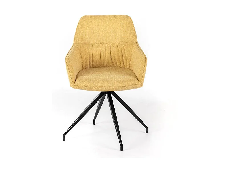 Lot de 4 chaises rembourrées "Anémone", fauteuils de salon modernes en tissu jaune clair