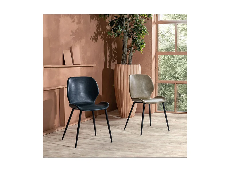 Set di 4 sedie eleganti in similpelle verde petrolio "Liam" soft touch vintage cm 45x55 83h